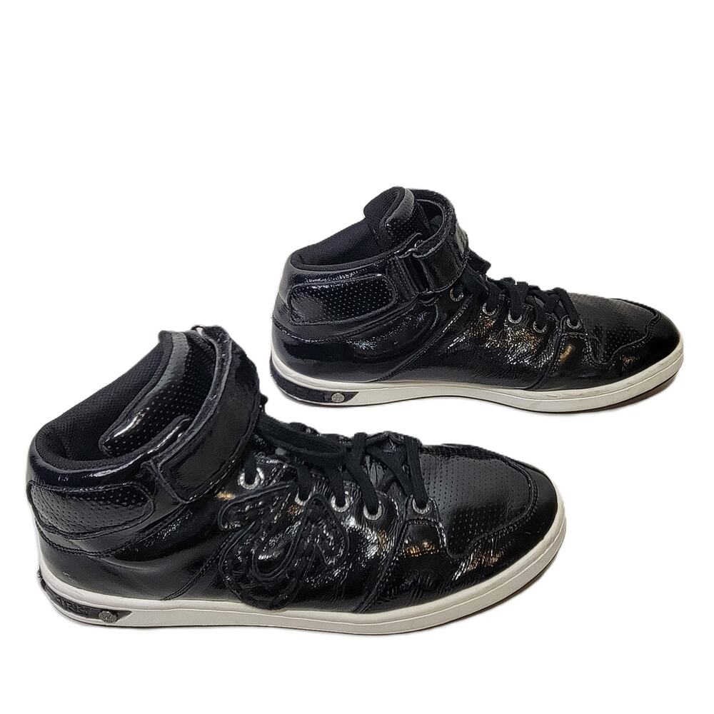 True Religion Brand Black Patent Mid-Top Sneakers Men's Size 12‎ - Picture 5 of 10